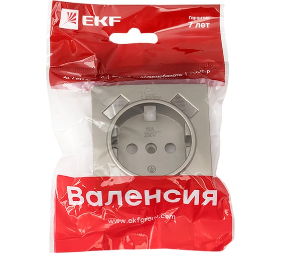 Лицевая панель 1-местной розетки EKF PROxima, Валенсия, с заземлением, 16А, кашемир, с защитными шторками, с 2 USB, 2.1А ESR16-L-028-40-2USB