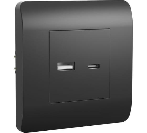 Розетка USB CHINT NEW3-E тип A+C 5В/2.1А черный 431501