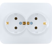 Розетка двойнаяLezard ASTI с/з ПБТ белая 7081-0200-127B