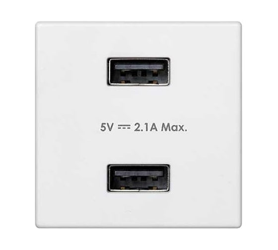Зарядное устройство Simon, 2хUSB, К45, 5 В, 2,1 А, белый K126E-9