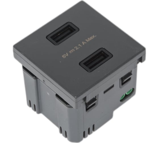 Зарядное устройство Simon, 2хUSB, К45, 5 В, 2,1 А, графит K126E-14