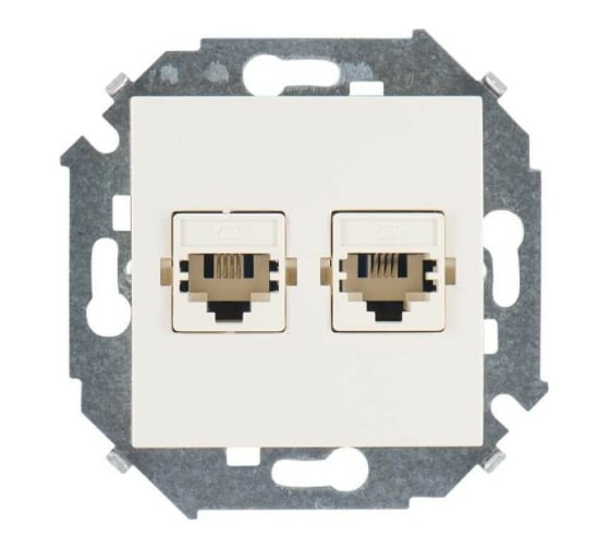 Телефонная розетка Simon двойная RJ11, винтовой зажим, слоновая кость 20 1591589-031 1