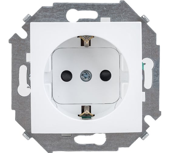 Розетка Simon 2P+E Schuko, со шторками, 16А, 250В, винтовой зажим, белый 20 1591443-030