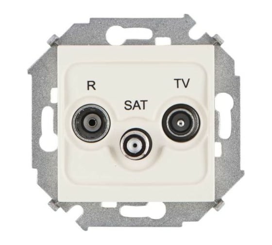 Розетка Simon R-TV-SAT одиночная, винтовой зажим, слоновая кость 1 1591466-031 1