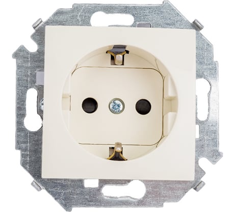 Розетка Simon 2P+E Schuko, со шторками, 16А, 250В, винтовой зажим, слоновая кость 20 1591443-031