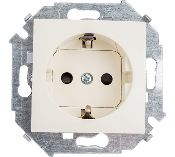 Розетка Simon 2P+E Schuko, со шторками, 16А, 250В, винтовой зажим, слоновая кость 20 1591443-031 1