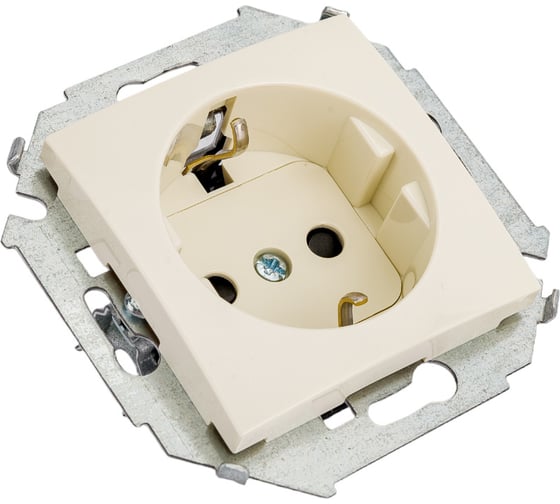 Розетка Simon 2P+E Schuko, со шторками, 16А, 250В, винтовой зажим, слоновая кость 20 1591443-031