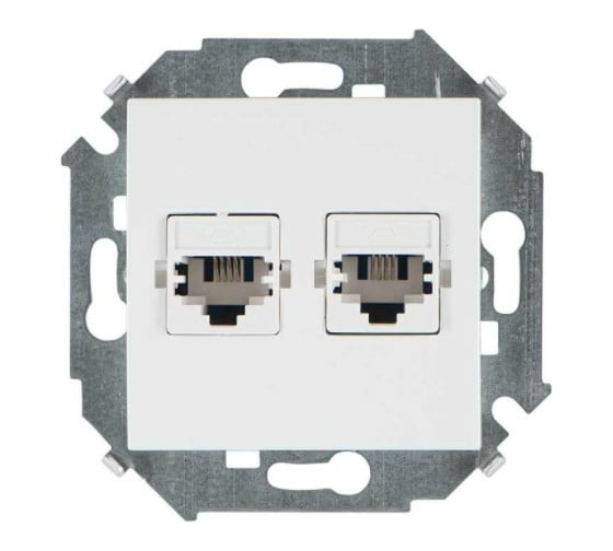 Телефонная розетка Simon двойная RJ11, винтовой зажим, белый 20 1591589-030