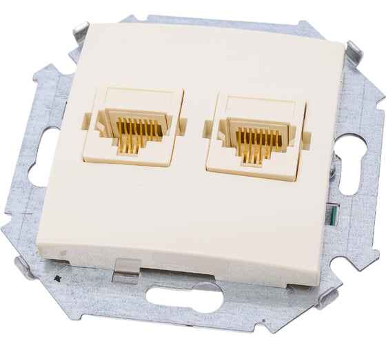 Компьютерная розетка Simon двойная RJ45 кат.5е, слоновая кость 20 1591593-031