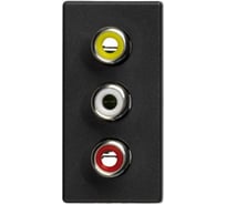 Розетка Simon для подключения аудио/видео разъёмов RCA S27, графит 2701093-038