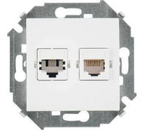 Телефонная + компьютерная розетка Simon RJ11+RJ45 кат.5е, белый 20 1591590-030