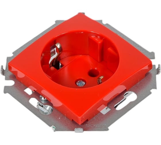 Розетка Simon 2P+E Schuko, 16А, 250В, винтовой зажим, красный 20 1591432-037