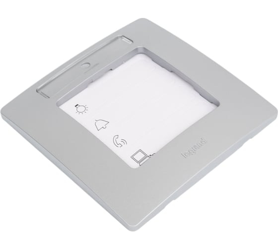 Рамка Legrand Etika 1 пост, с держателем для маркировки, алюминий 672556