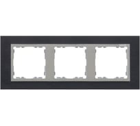 Рамка Simon декоративная, 3 поста, S82 Nature, Металл, чёрная сталь-алюминий 82937-38