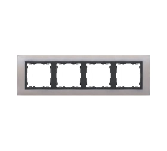 Рамка Simon декоративная, 4 поста, S82 Nature, Металл, нержавеющая сталь-графит 82847-37 1