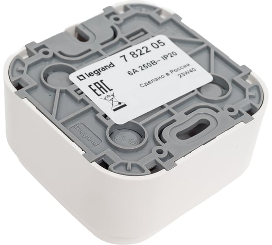Выключатель Legrand кнопочный одноклавишный Quteo IP20 6А 250В винтовые зажимы накладной монтаж белый 782205