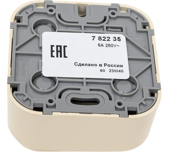 Выключатель Legrand кнопочный одноклавишный Quteo IP20 6А 250В винтовые зажимы накладной монтаж слоновая кость 782235