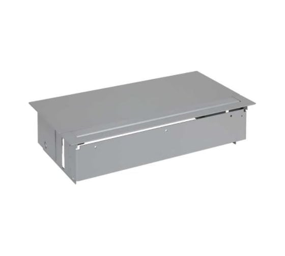 Врезной розеточный блок с крышкой и металлическим вводом Simon 3x2PE, 2xUSB зарядных устройства, 2 свободных модуля, алюминий, S400 45623000-133