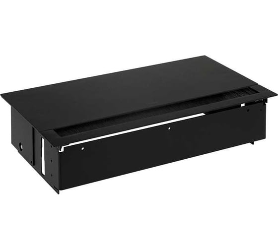 Врезной розеточный блок с крышкой Simon, ввод щетка, 3x2PE, 2xUSB зарядных устройства, 2 свободных модуля, черный, S400 44623000-138
