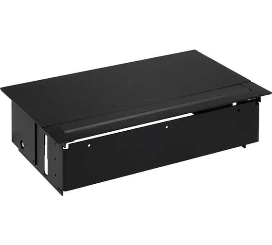 Врезной розеточный блок с крышкой и металлическим вводом Simon 3x2PE, 2xUSB зарядных устройства,1 свободный модуль, черный, S400 45523000-138