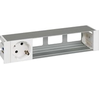 Врезной розеточный блок с крышкой и металлическим вводом Simon 1x2PE, 3 свободных модуля, алюминий, S400 45401000-133