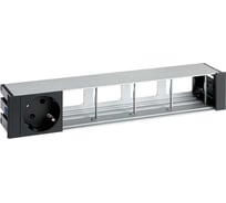 Врезной розеточный блок с крышкой и металлическим вводом Simon 1x2PE, 4 свободных модуля, черный, S400 45501000-138