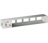 Врезной розеточный блок с крышкой и металлическим вводом Simon 1x2PE, 5 пустых отверстий, алюминий, S400 45601000-133