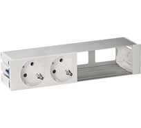 Врезной розеточный блок с крышкой и металлическим вводом Simon 2x2PE, 2 свободных модуля, белый, S400 45402000-130