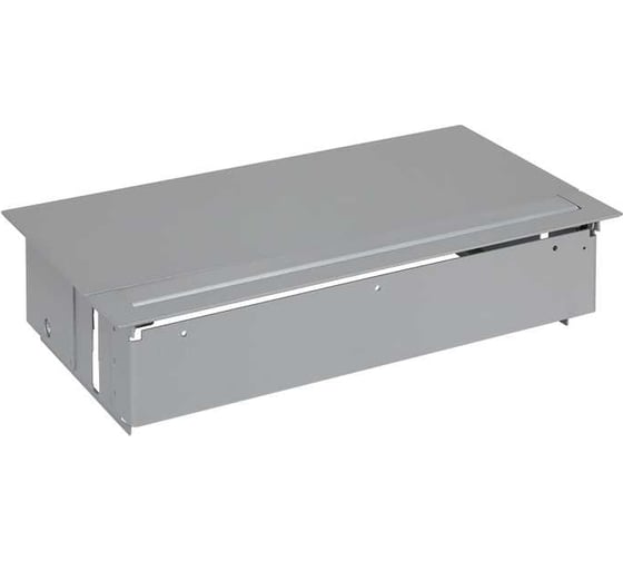 Врезной розеточный блок с крышкой и металлическим вводом Simon 2x2PE, 4 свободных модуля, алюминий, S400 45602000-133
