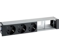 Врезной розеточный блок с крышкой Simon, ввод щетка, 3x2PE, 2 свободных модуля, черный, S400 44503000-138