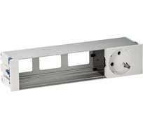 Врезной розеточный блок с крышкой и металлическим вводом Simon 1x2PE, 3 свободных модуля, белый, S400 45401000-130