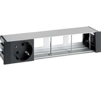 Врезной розеточный блок с крышкой Simon, ввод щетка, 1x2PE, 3 свободных модуля, чёрный, S400 44401000-138