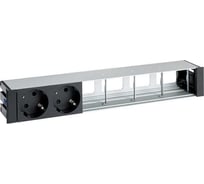 Врезной розеточный блок с крышкой и металлическим вводом Simon 2x2PE, 4 свободных модуля, черный, S400 45602000-138