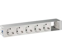 Врезной розеточный блок с крышкой и металлическим вводом Simon 5x2PE, 1 пустое отверcтие, белый, S400 45605000-130