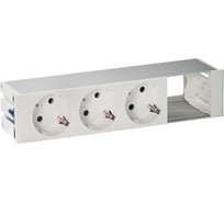 Врезной розеточный блок с крышкой и металлическим вводом Simon 3x2PE, 1 пустое отверстие, белый, S400 45403000-130