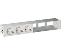 Врезной розеточный блок с крышкой Simon, ввод щетка, 3x2PE, 3 свободных модуля, алюминий, S400 44603000-133