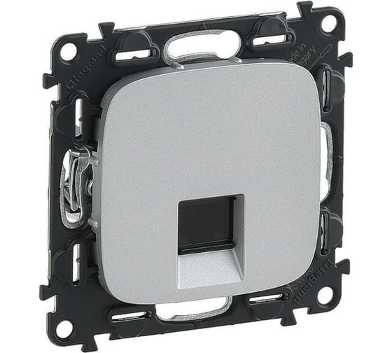 Информационная розетка одиночная Legrand Valena ALLURE RJ45, Кат5е, UTP, с лицевой панелью, алюминий 753940