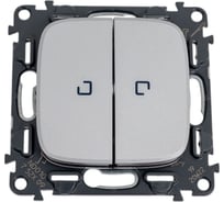 Переключатель двухклавишный Legrand Valena ALLURE 10АХ, 250В, с подсветкой, с лицевой панелью, алюминий 752909