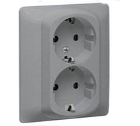 Двойная розетка Legrand Galea Life 2x2К+3, винтовые клеммы в сборе, aluminium 771330