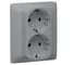 Двойная розетка Legrand Galea Life 2x2К+3, винтовые клеммы в сборе, aluminium 771330 1