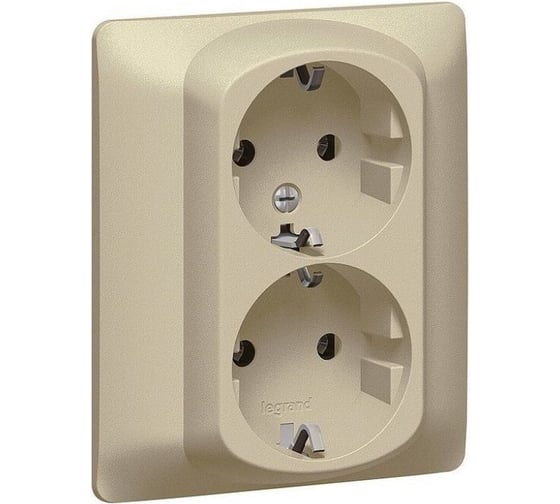 Двойная розетка Legrand Galea Life 2x2К+3, винтовые клеммы, с защитными шторками в сборе, titanium 771431