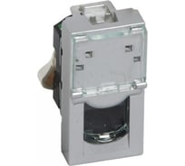 Розетка RJ 45 Legrand программа Mosaic категория 5е, UTP, 1 модуль, алюминий 079451