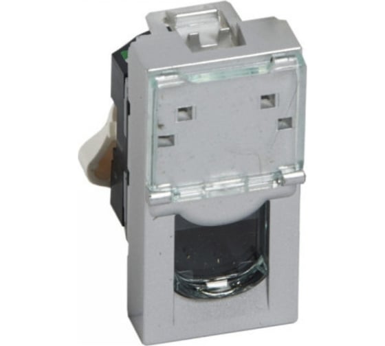 Розетка RJ 45 Legrand программа Mosaic категория 5е, UTP, 1 модуль, алюминий 079451