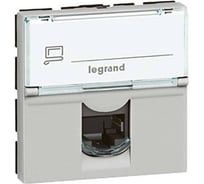 Розетка RJ 45 Legrand программа Mosaic категория 5е, UTP, 2 модуля, алюминий 079454