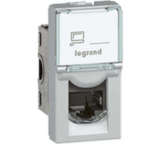 Розетка RJ 45 Legrand программа Mosaic категория 6, FTP, 1 модуль, алюминий 079462