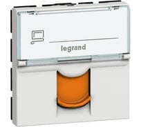 Розетка RJ 45 Legrand программа Mosaic категория 6, FTP, 2 модуля, белый с оранжевой шторкой 076523