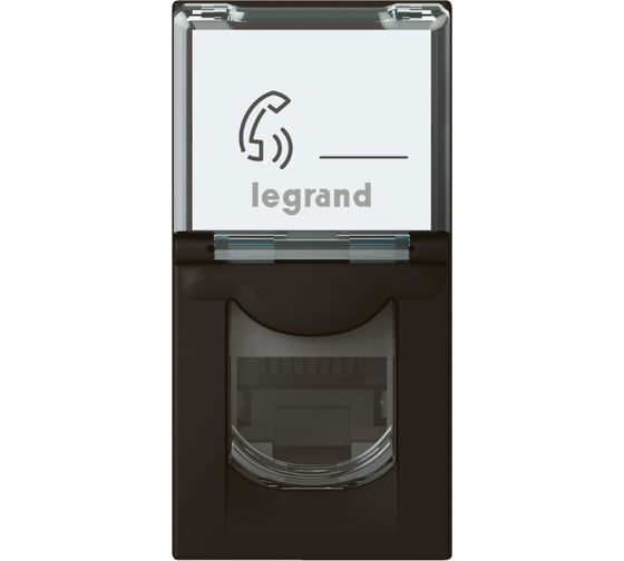 Розетка RJ 45 Legrand программа Mosaic категория 6, FTP, 1 модуль, матовая черная 079162L