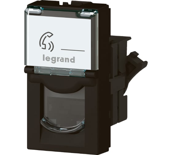 Розетка RJ 45 Legrand программа Mosaic категория 6, FTP, 1 модуль, матовая черная 079162L