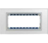 Декоративная рамка Simon, суппорт, 5 узких, 2 широких модулей, Стекло, серебро-алюминий 82957-62