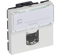 Розетка RJ 45 Legrand программа Mosaic категория 6, STP, экранированная, 2 модуля, белый 076566